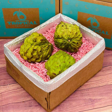 Box of atemoya fruits